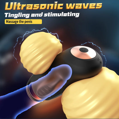 9-mode penis head vibrator tongue licking wearable balls