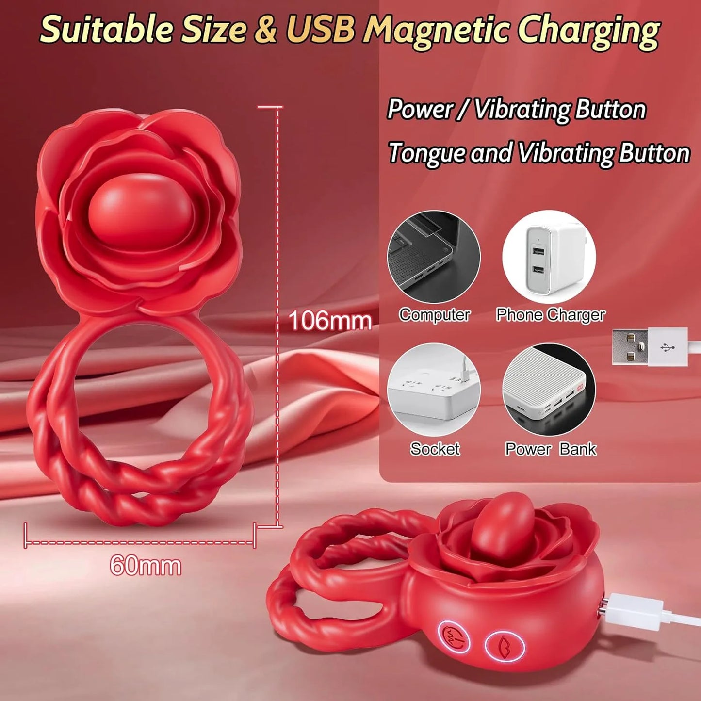 10 vibrations and 10 rotations for couples penis ring vibrator