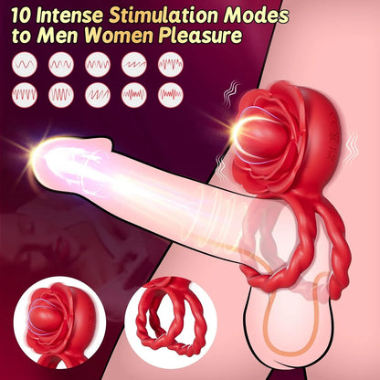 10 vibrations and 10 rotations for couples penis ring vibrator