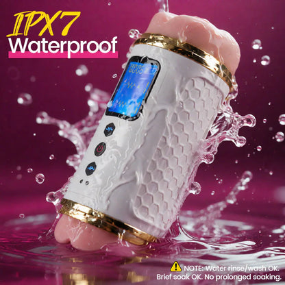 Through‑action dual-motor masturbator – delays ejaculation, boosts stamina, ipx7 waterproof
