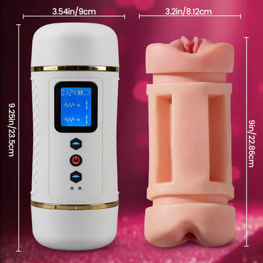 Through‑action dual-motor masturbator – delays ejaculation, boosts stamina, ipx7 waterproof