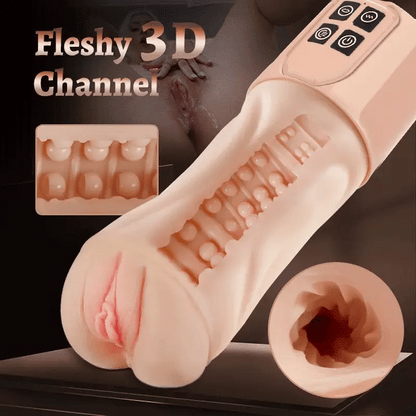 Vibrator Pocket Pussy with 5 Sucking Oral Swallowing 10 Vibrating Massage Training