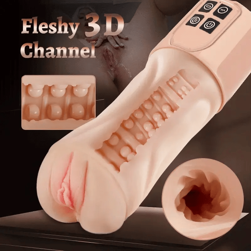 Vibrator Pocket Pussy with 5 Sucking Oral Swallowing 10 Vibrating Massage Training